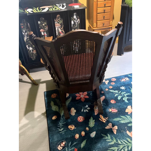 1920s Stickley Bros. Co Grand Rapids Mission Oak Cane-Back Rocking Chair For Sale - Image 5 of 11