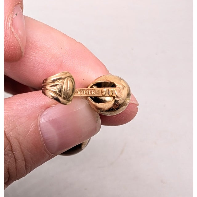 Metal Vintage Signed Napier Goldtone Brown Moonglow Cumquat Drop Clip Earrings-2 Pieces For Sale - Image 7 of 12