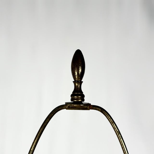 1950s Accurate Casting Hollywood Regency Cherub Lamp - 37" Manganese Glass & Victorian Fringe For Sale - Image 13 of 14