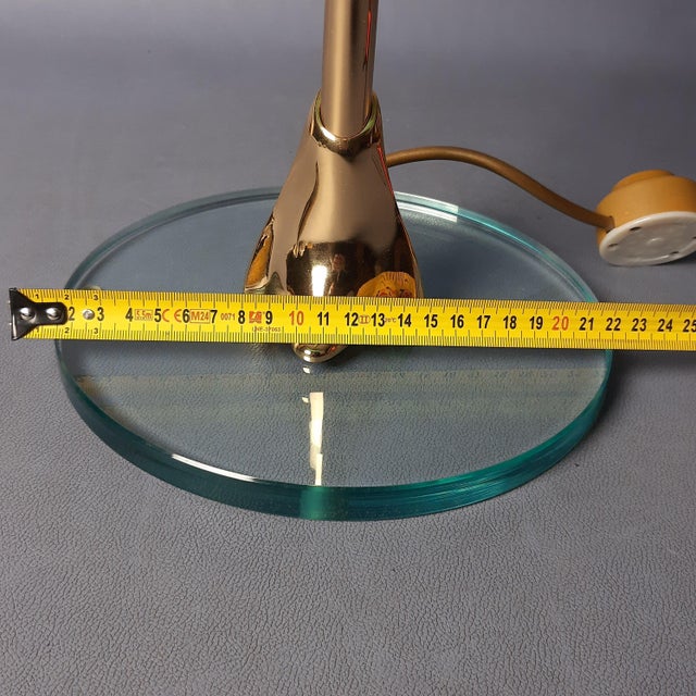 Banker Table Lamp in Polished Brass with Satin Green Glass Shade, 1970s For Sale - Image 14 of 16