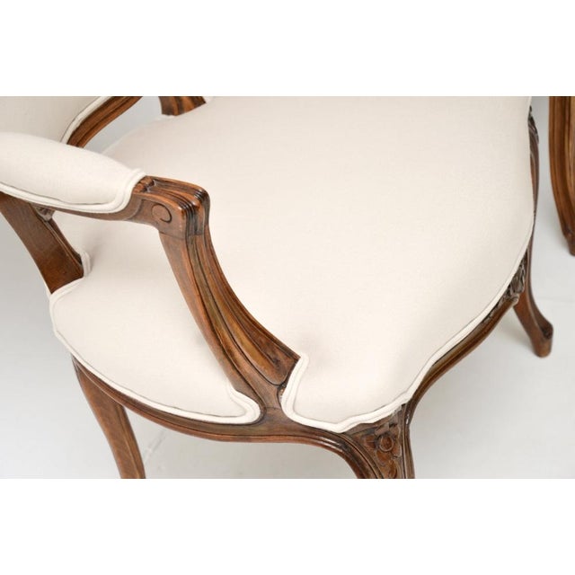 Brown French Walnut Salon Armchairs, 1930, Set of 2 For Sale - Image 8 of 11