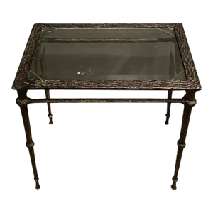 1970s Diego Giacometti Style Brutalist Bronze Side Table