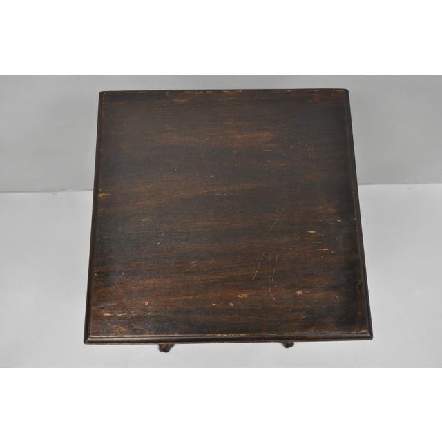 Antique American Empire Mahogany Carved Paw Foot 3 Tier Plant Stand Side Table For Sale In Philadelphia - Image 6 of 15