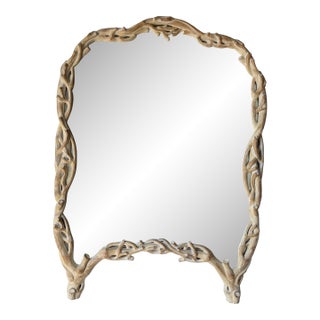 1970’s Italian Coastal Carved Branch - Faux Bois Wood Wall Mirror For Sale