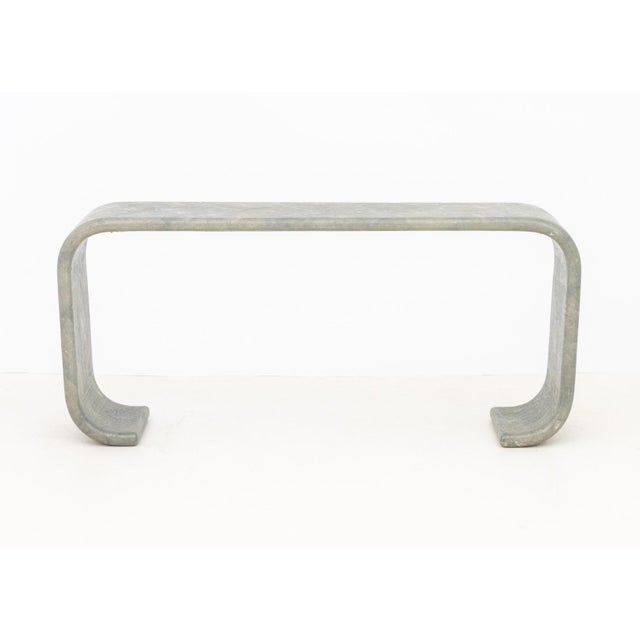 Contemporary Karl Springer Style Tessellated Shagreen Waterfall Console For Sale - Image 3 of 8