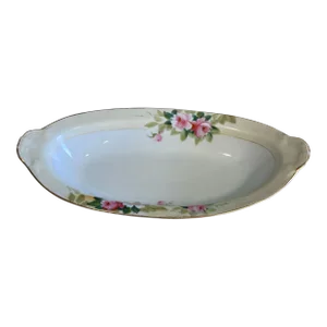 Vintage Noritake Nippon Hand-Painted Pink Rose Oval Serving Bowl
