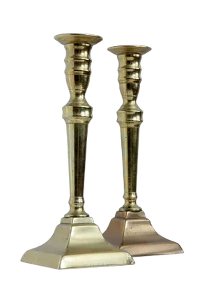 Late 18th Century English Neo-Classical Brass Candlesticks - a Pair