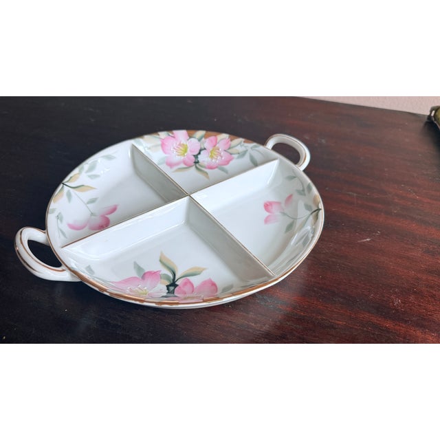Antique, Early 20th Century Noritake Japan Azalea Porcelain Four-Divider Fruit and Nut Bowl For Sale In New York - Image 6 of 7