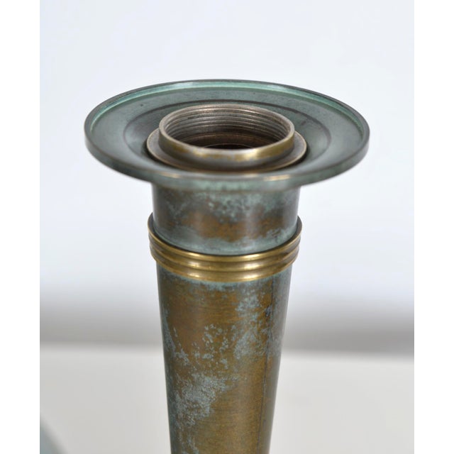 French Art Deco Verdigris Green Brass Mushroom Desk Light, 1930s For Sale - Image 18 of 18