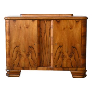Mid 20th Century Art Deco Petite Burlwood Buffet For Sale