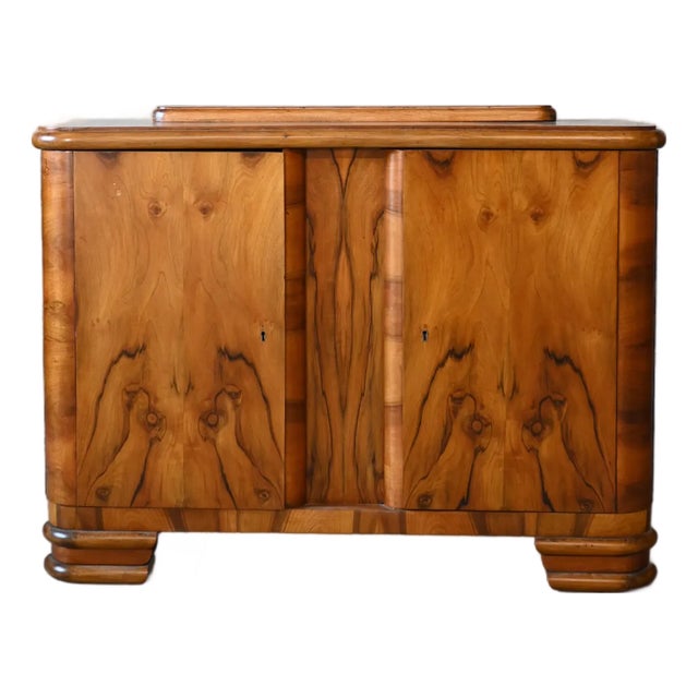 Mid 20th Century Art Deco Petite Burlwood Buffet For Sale
