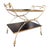 Elegant vintage Hollywood Regency two-tier bar cart featuring a sculptural gilt metal frame with graceful scrolling...