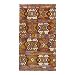 Vintage Turkish Kilim Area Rug 5ft X 9ft For Sale