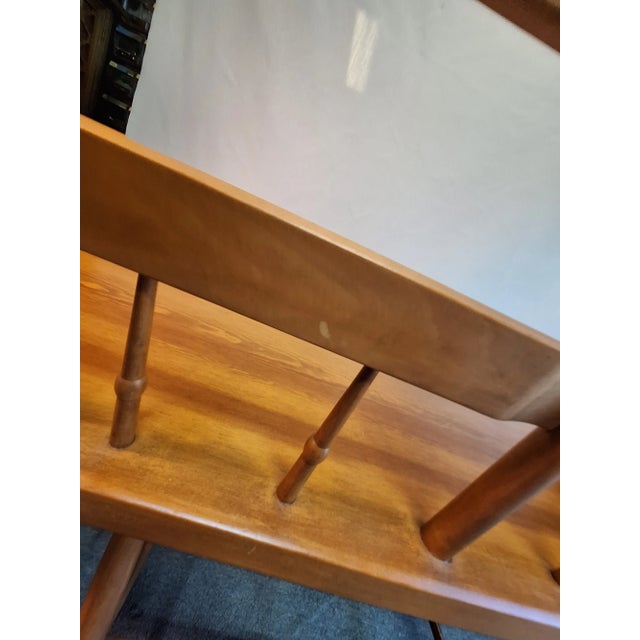 Brown Antique American Colonial Spindle Back Bench For Sale - Image 8 of 11