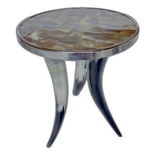 Vintage Chrome and Horn Side Table For Sale