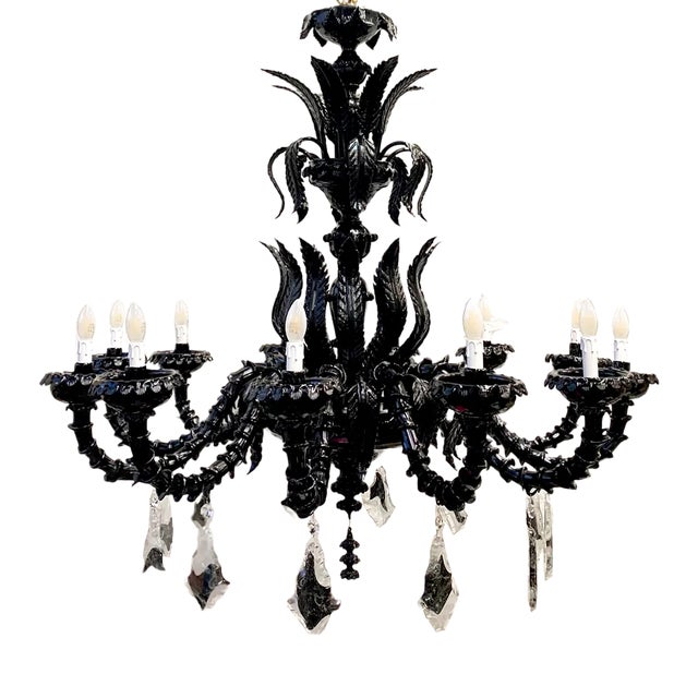 Black Rizzonium Chandelier by Gianni Seguso for Seguso For Sale
