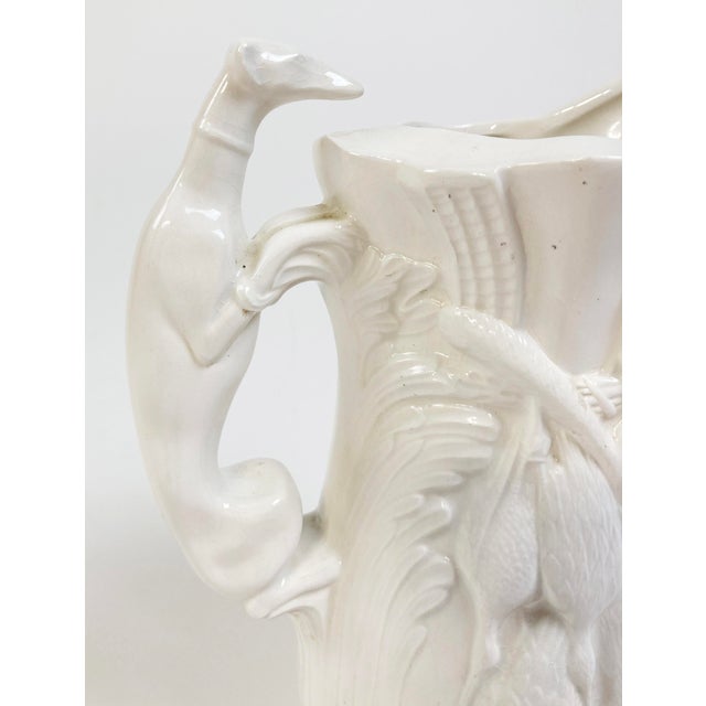Ivory Vintage Ivory Majolica Style Porcelain Fox Hunt Pitcher For Sale - Image 8 of 10