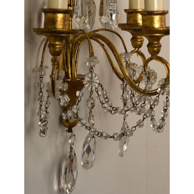 French-Style Wall Lamps with Cut Crystals, 1930s, Set of 2 For Sale - Image 13 of 14