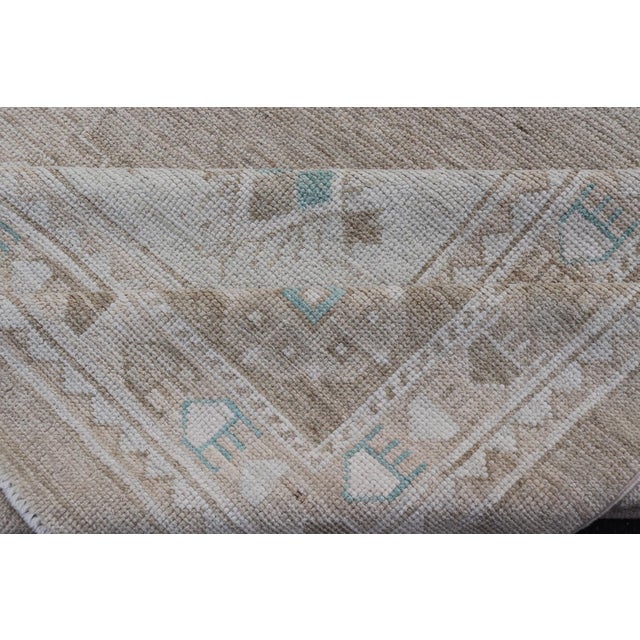 Oushak Rug With a Taupe Base and Soft Ivory, Light Blue Accents 10'0 X 14'4 For Sale - Image 11 of 12