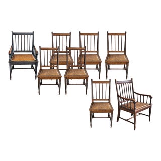 Late 19th Century Antique Hand Turned Barley Spiral Rope Twist Chairs - Set of 8 For Sale
