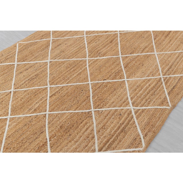 Modern Geometric Bohemian Jute Rug 3x12Ft. For Sale - Image 6 of 13