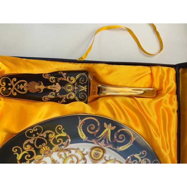 Ceramic Rosenthal for Versace Porcelain Serving Plate With Matching Porcelain Handgrip Server For Sale - Image 7 of 11