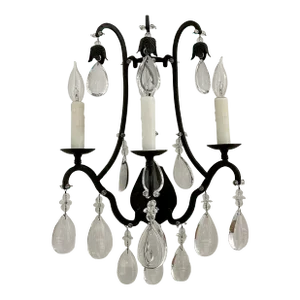 Dennis & Leen Lead Crystal 3-Arm Sconce Black, 2010s