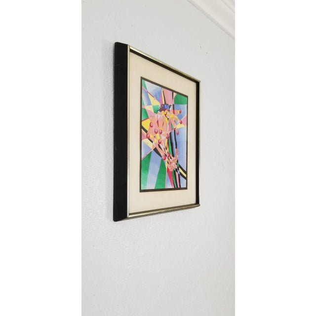 Available for sale is a fantastic Vintage Colorful Postmodern Geometric abstract painting. . Artist signed lower on the...