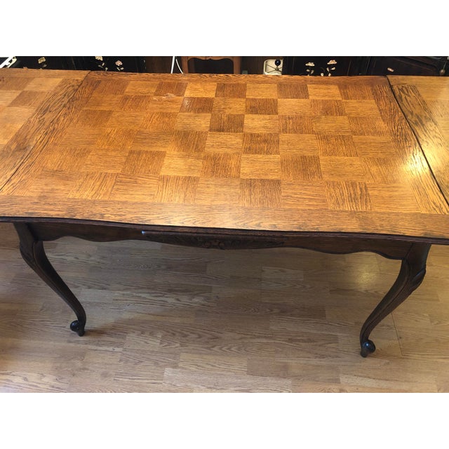 Vintage Parquet Top Refectory Table For Sale - Image 10 of 11