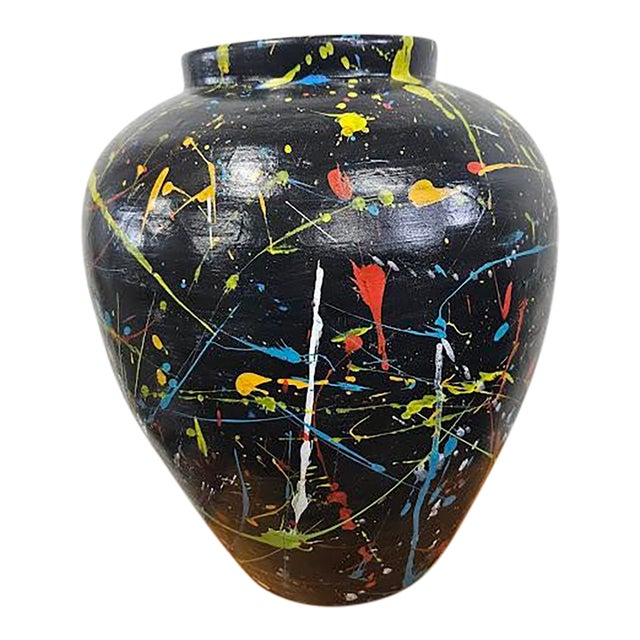 Mid 20th Century Splatter Paint Ceramic Vase – Jackson Pollock Style For Sale