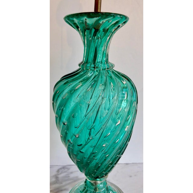 2020s Vintage Italian Murano Teal Glass Table Lamp For Sale - Image 5 of 5