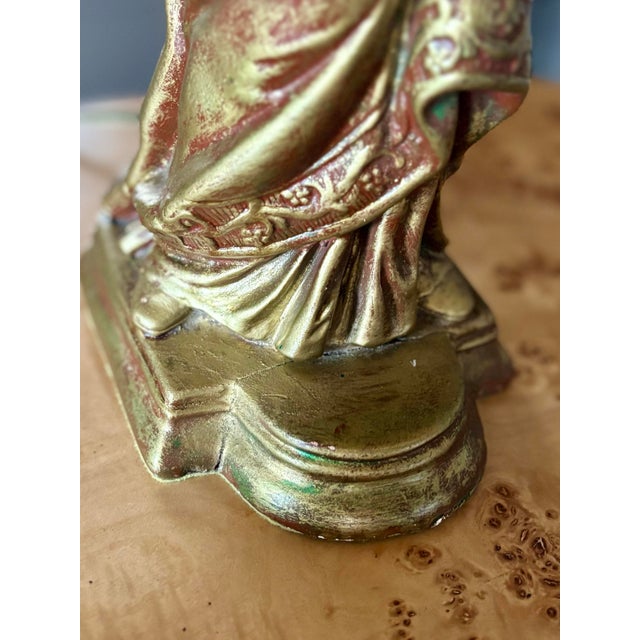 Brass Late 20th Century Figural Gilt Ceramic Lamps With New Shades, a Pair For Sale - Image 8 of 12