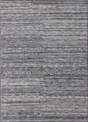Shades of Midnight Blue, Royal Blue and Charcoal Modern Design Piled Rug