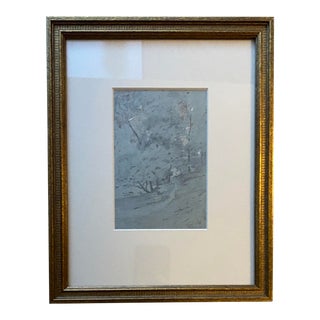 Antique Eliot Clark Landscape Drawing Framed For Sale