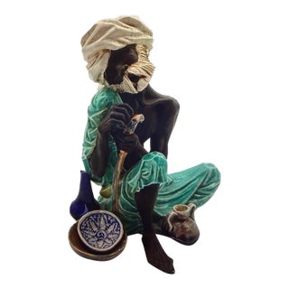 1940s Signed Algora Spain “Bedouin at Rest” Porcelain Figurine Hand Painted Mint Rare For Sale