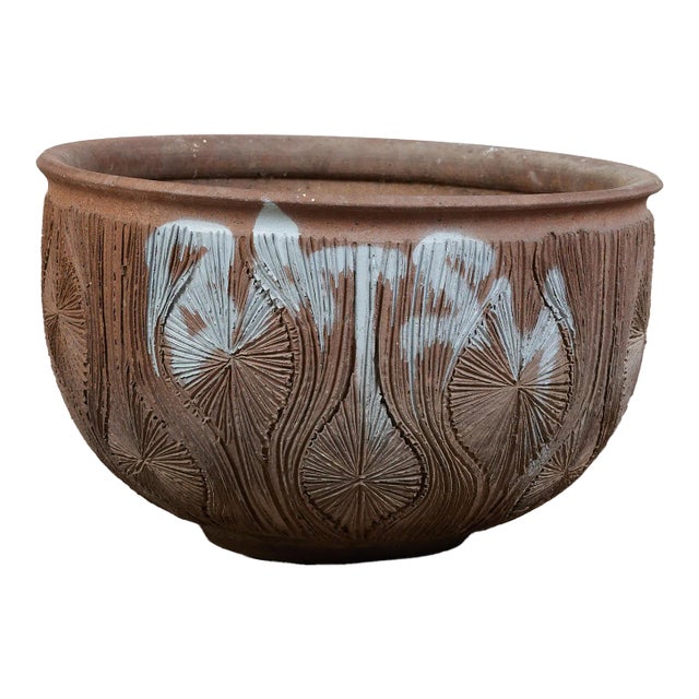 David Cressey & Robert Maxwell for Earthgender “Teardrop Sunburst” Bowl Planter With Street Art For Sale