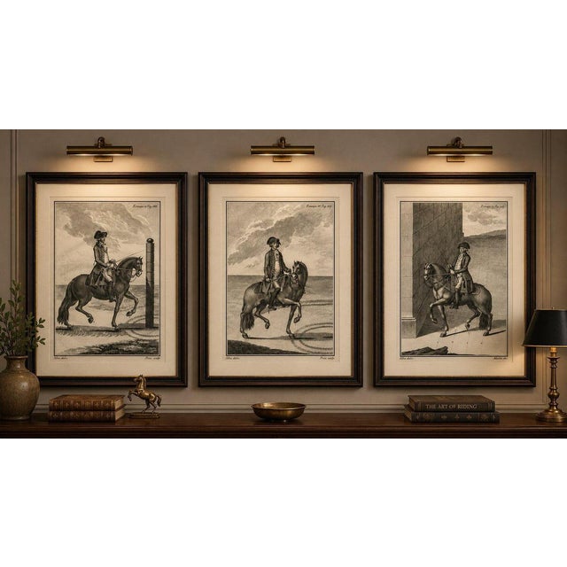 Portuguese Dressage & Piaffe Engravings — Classical Horsemanship, 1790 This elegant set of three antique copperplate...