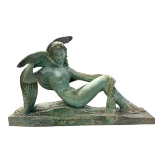 Green Patinated Terra Cotta Sculpture, Signed Chiparus For Sale