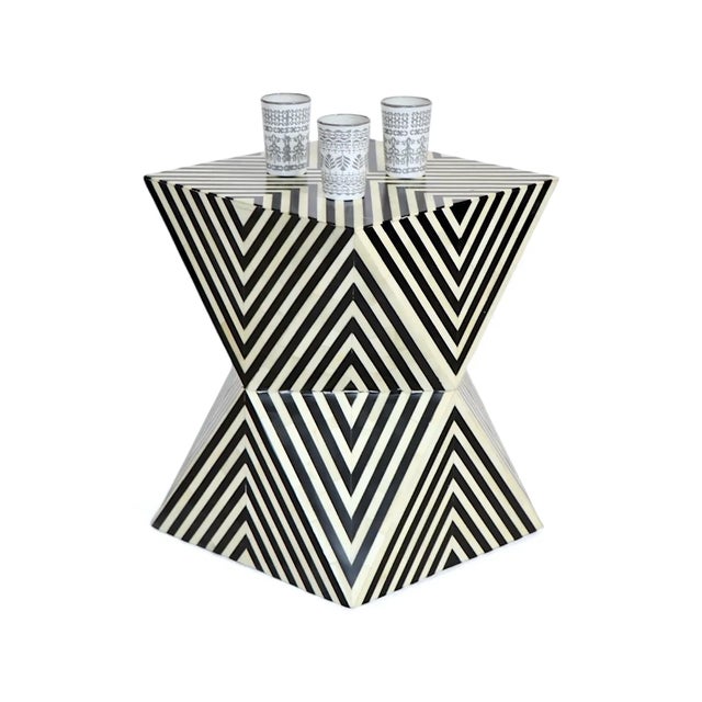 Contemporary Infinity Charm Bone Inlay Side Table For Sale - Image 3 of 4