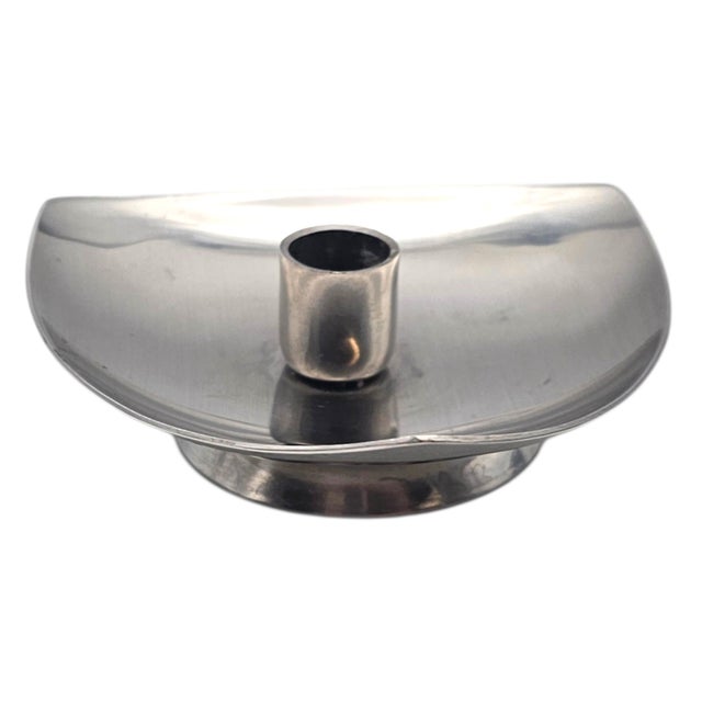 Mid-Century Modern Stelton Denmark Danish Modern Stainless Taper Candle Holder Pair 3.25" For Sale - Image 3 of 9