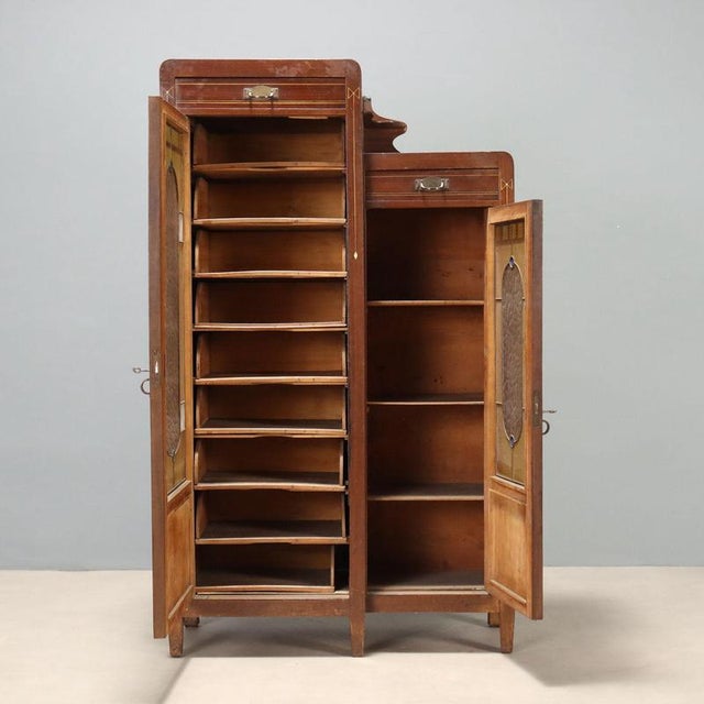 Mahogany Office Cabinet with Stained Glass For Sale - Image 3 of 12