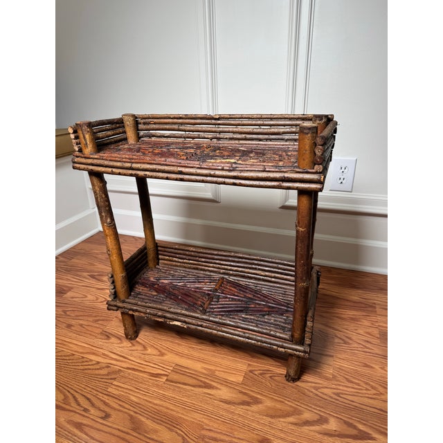 Antique Adirondack Twig Two Tiered Side Table For Sale - Image 9 of 12