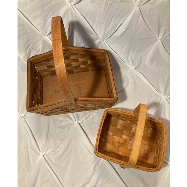 Americraft American Baskets. Two Iconic, Authentic Longaberger Maple Wood Baskets Handcrafted in Dresden, Ohio. For Sale - Image 4 of 12