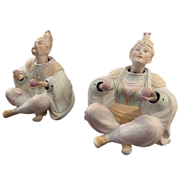 Pair of Early 20th Century Enameled Porcelain Bisque Germanic Nodder Circus Figurines For Sale - Image 4 of 9