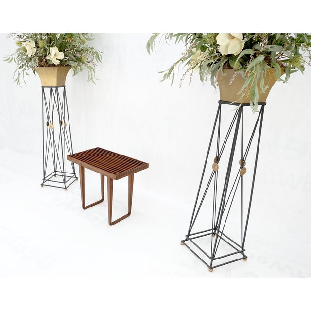 Brown Compact Slotted Teak Wood Danish Mid-Century Modern Bench Seat For Sale - Image 8 of 12