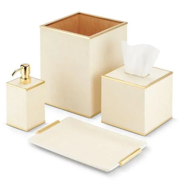 2020s AERIN Classic Faux Shagreen Tissue Box Cover, Cream For Sale - Image 5 of 7