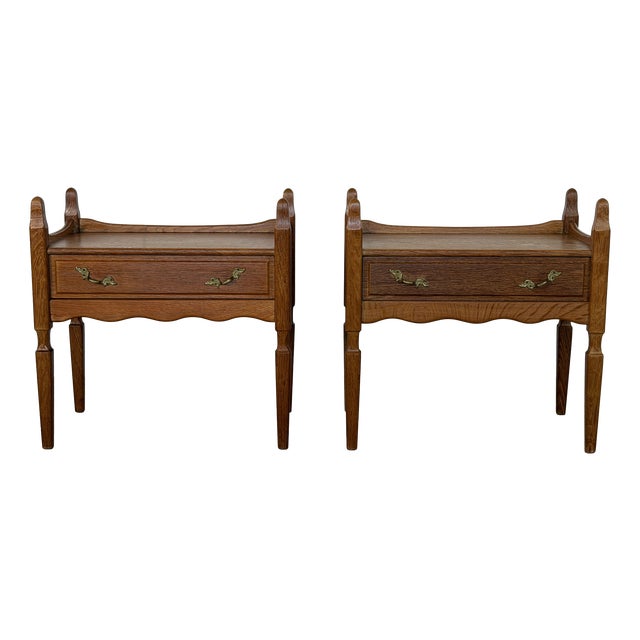 Mid-Century Modern Oak Nightstands by Henning Kjærnulf, Denmark, 1960s, Set of 2 For Sale