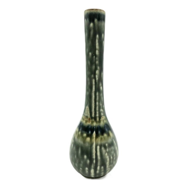 Mid 20th Century Scandinavian Faience Ceramic Bud Vase For Sale