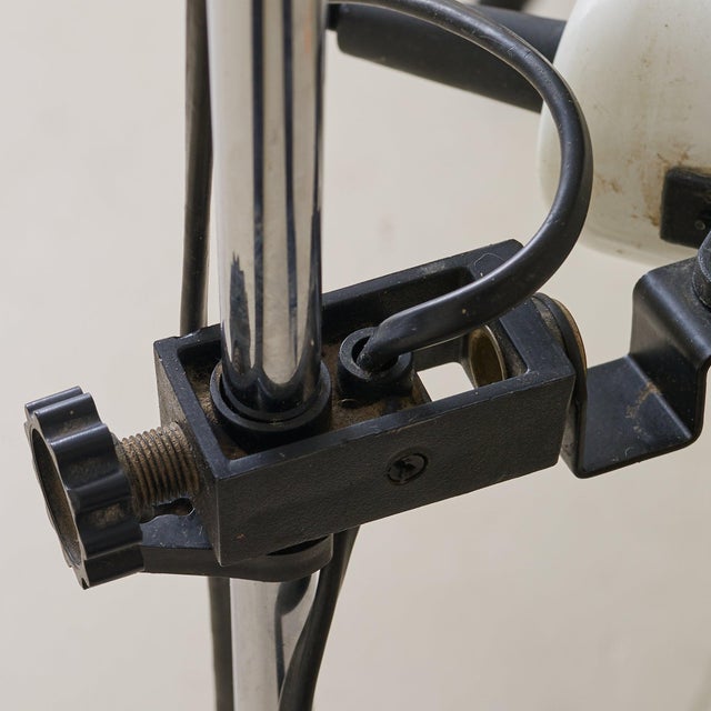 Metal 1950s French Adjustable Chrome Floor Lamp with Perforated Shade For Sale - Image 7 of 8