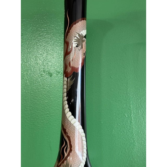 Black Monumental Pair of Meiji Japanese Cloisonne Enamel Dragons on Black Enamel Vases For Sale - Image 8 of 9